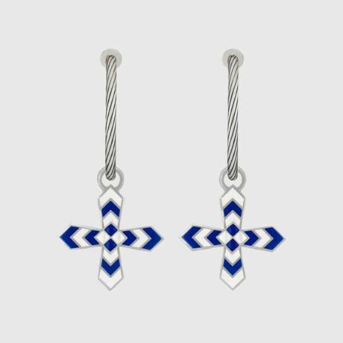 유럽직배송 구찌 귀걸이 GUCCI Hoop earrings with cross motif 703654J89L08436