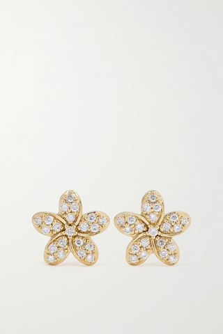 유럽직배송 시드니에반 귀걸이 SYDNEY EVAN Plumeria 14-karat gold diamond earrings 38063312418970738
