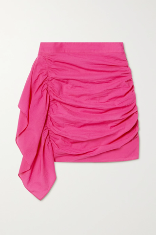 유럽직배송 로드 미니스커트 RHODE Hannah draped ruched cotton-voile mini skirt 33258524072724958