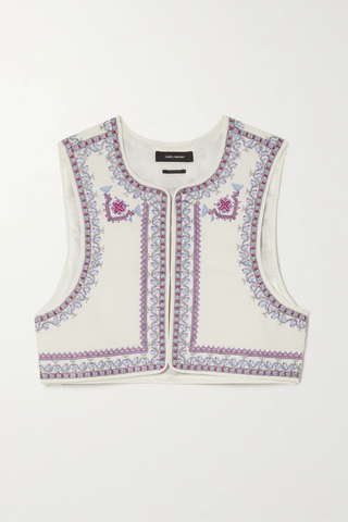 유럽직배송 이자벨마랑 ISABEL MARANT Cruz cropped embroidered cotton vest 33258524072506945