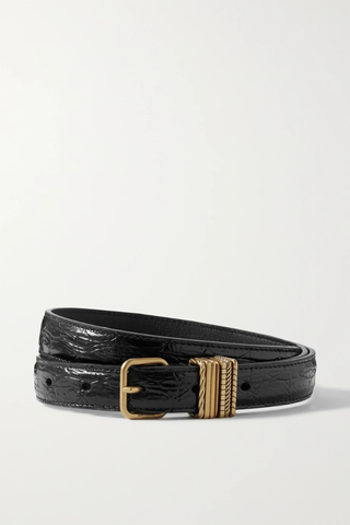 유럽직배송 생로랑 여성벨트 SAINT LAURENT Embellished croc-effect leather belt 32027475399522890