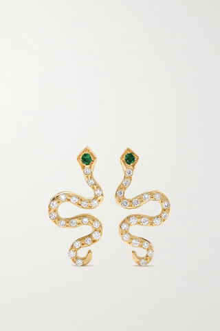 유럽직배송 일레아나마크리 귀걸이 ILEANA MAKRI Little Snake 18-karat gold, diamond and tsavorite earrings 38063312418914938