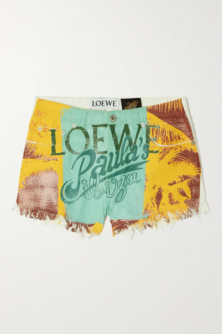 유럽직배송 로에베 LOEWE + Paula&#039;s Ibiza frayed printed denim shorts 34344356236536972
