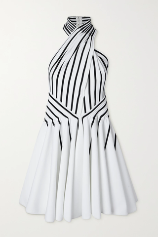 유럽직배송 보테가베네타 미니원피스 BOTTEGA VENETA Pleated striped knitted halterneck mini dress 38063312420167903