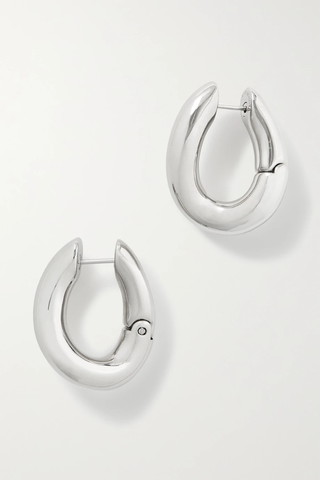 유럽직배송 발렌시아가 귀걸이 BALENCIAGA Loop silver-tone hoop earrings 32027475399480394