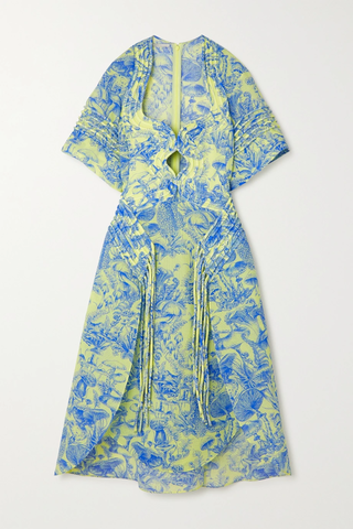 유럽직배송 스텔라맥카트니 원피스 STELLA MCCARTNEY Fringed cutout printed silk and cotton-blend midi dress 33258524071977508