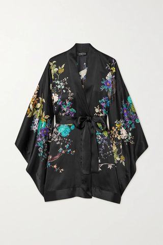 유럽직배송 MENG Belted floral-print silk-satin robe 38063312419378148