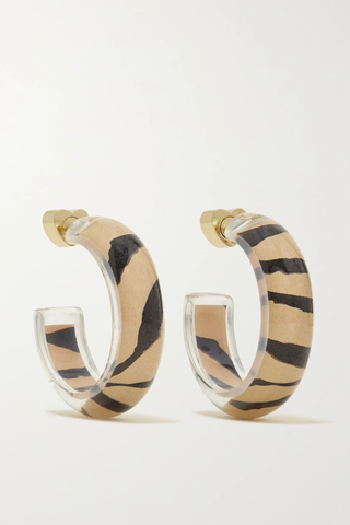 유럽직배송 앨리슨루 귀걸이 ALISON LOU Jelly Snake 14-karat gold, lucite and enamel hoop earrings 6630340696395153