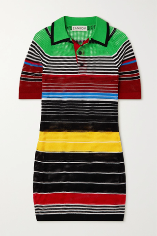유럽직배송 ZANKOV Antibes striped open-knit organic cotton mini dress 28941591747060800