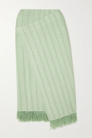 유럽직배송 질샌더 스커트 JIL SANDER Fringed wrap-effect cotton-blend midi skirt 33258524072472854