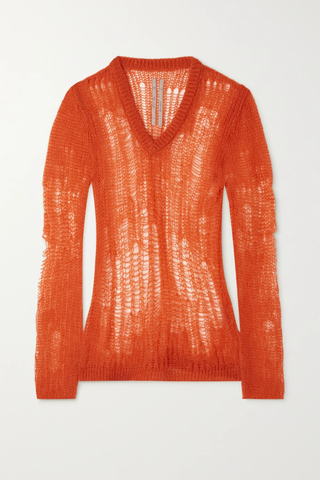 유럽직배송 릭오웬스 스웨터 RICK OWENS Distressed open-knit sweater 33258524072476291