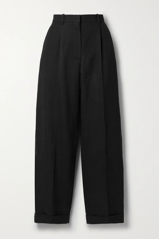 유럽직배송 더로우 팬츠 THE ROW Cassandra pleated silk and linen-blend wide-leg pants 38063312419858938