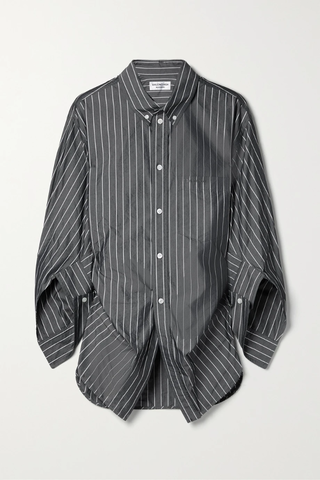 유럽직배송 발렌시아가 셔츠 BALENCIAGA Oversized ruched reflective striped cotton-blend poplin shirt 38063312418721881