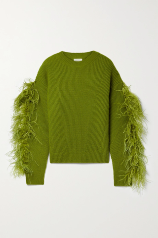 유럽직배송 LAPOINTE Feather-trimmed ribbed silk and cashmere-blend sweater 25185454456085230