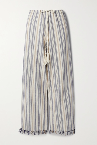 유럽직배송 미구엘리나 팬츠 MIGUELINA Fifi fringed striped cotton wide-leg pants 33258524072411377