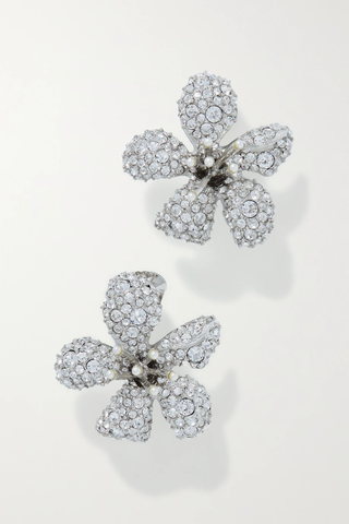 유럽직배송 오스카르데라렌타 클립 귀걸이 OSCAR DE LA RENTA Flora Magnifica silver-tone, crystal and faux pearl clip earrings 33258524072354337