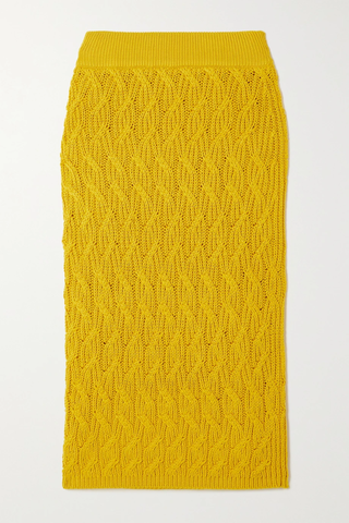 유럽직배송 에밀리아 윅스테드 스커트 EMILIA WICKSTEAD Tallulah cable-knit silk and cotton-blend midi skirt 34344356236750410