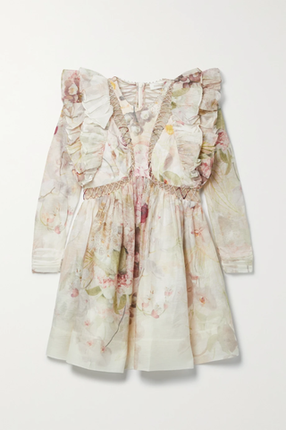 유럽직배송 짐머만 미니원피스 ZIMMERMANN Dancer ruffled bead-embellished floral-print linen and silk-blend organza mini dress 33258524072874856