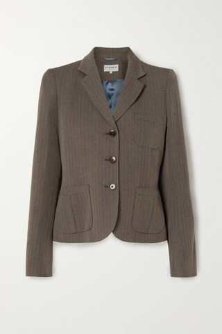 유럽직배송 PURDEY Broads cropped striped linen and wool-blend twill blazer 38063312420435573