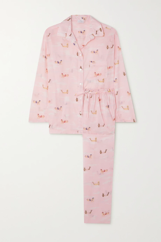 유럽직배송 POUR LES FEMMES Sunbathers printed cotton-voile pajama set 34344356237158856