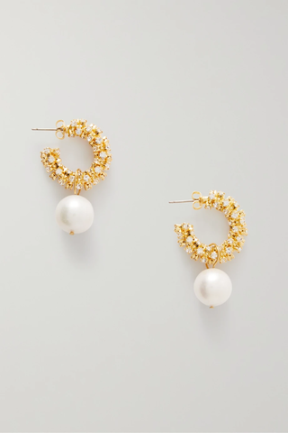 유럽직배송 마그다부트림 귀걸이 MAGDA BUTRYM Gold-tone, crystal and pearl hoop earrings 33258524072227211