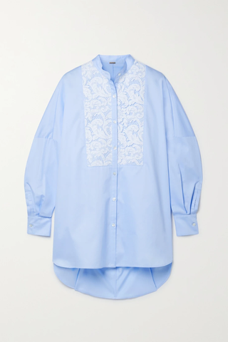 유럽직배송 아담립스 셔츠 ADAM LIPPES Oversized lace-trimmed cotton-poplin shirt 34344356236755864