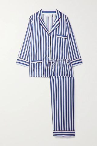 유럽직배송 POUR LES FEMMES Striped cotton-voile pajama set 42247633208075167