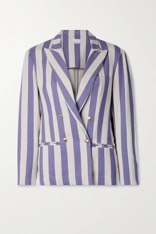 유럽직배송 미구엘리나 블레이저 MIGUELINA Chiara double-breasted striped cotton-twill blazer 33258524072411385