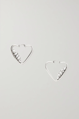 유럽직배송 생로랑 귀걸이 SAINT LAURENT Silver-tone crystal hoop earrings 29419655932115069