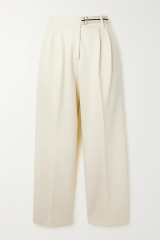 유럽직배송 팜엔젤스 팬츠 PALM ANGELS Cropped belted webbing-trimmed pleated cotton-blend straight-leg pants 36856120585356679