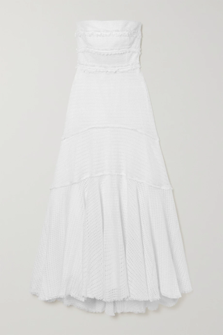 유럽직배송 RUE MARISCAL Strapless frayed crocheted cotton midi dress 29419655931995239