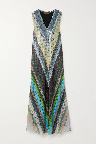 유럽직배송 미쏘니 원피스 MISSONI Metallic striped crochet-knit maxi dress 25185454456045669