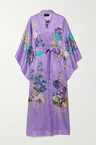 유럽직배송 MENG Belted floral-print silk-satin robe 38063312419378147