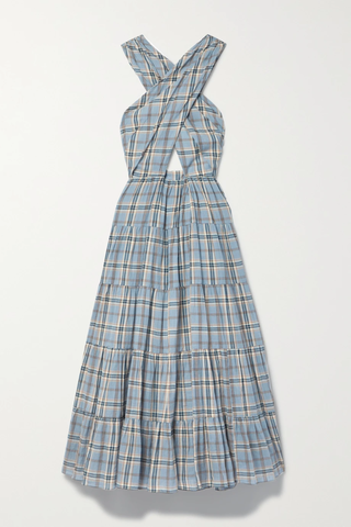 유럽직배송 울라존슨 원피스 ULLA JOHNSON Noelle wrap-effect tiered checked cotton-voile midi dress 32027475400263441