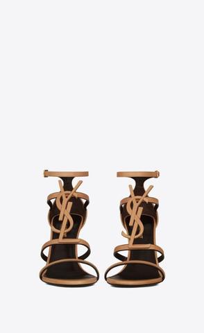 유럽직배송 입생로랑 카산드라 샌들 SAINT LAURENT cassandra sandals in vegetable-tanned leather with brown gold monogram 689442AAAM47052