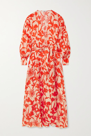 유럽직배송 EYWASOULS MALIBU Reina belted floral-print silk-satin maxi wrap dress 36856120584973693