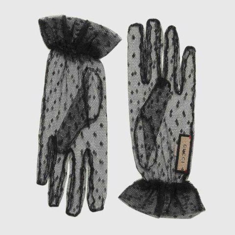 유럽직배송 구찌 GUCCI Tulle gloves with polka-dots 7002454SABH1000