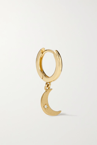 유럽직배송 ANDREA FOHRMAN Mini Crescent Moon 14-karat gold diamond single hoop earring 38063312419617373