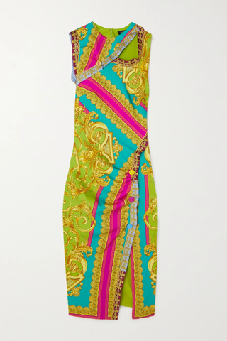 유럽직배송 베르사체 원피스 VERSACE Printed stretch-silk satin midi dress 34344356236623198