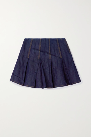유럽직배송 보테가베네타 미니스커트 BOTTEGA VENETA Pleated crinkled-denim mini skirt 38063312420168030