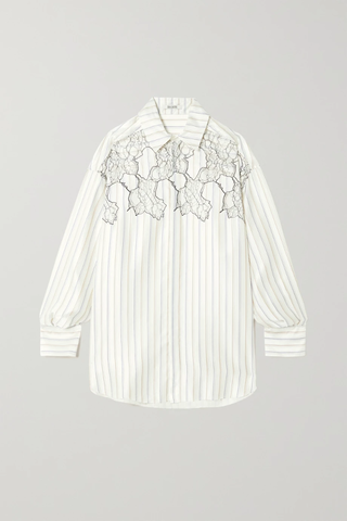 유럽직배송 고셰르 셔츠 GAUCHERE Vendelin lace-paneled striped silk-satin shirt 33258524072338525