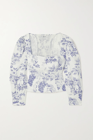 유럽직배송 리포메이션 블라우스 REFORMATION Stilton smocked floral-print linen blouse 42247633208499602