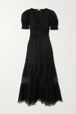 유럽직배송 CHARO RUIZ Clemence tiered guipure lace-trimmed cotton-blend voile maxi dress 34344356237439067