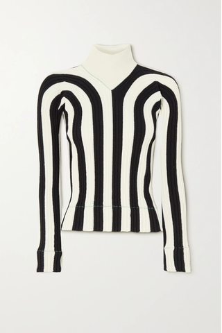 유럽직배송 보테가베네타 스웨터 BOTTEGA VENETA Striped ribbed linen-blend turtleneck sweater 34344356236922615