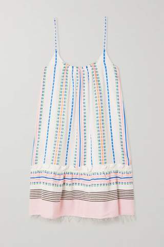 유럽직배송 렘렘 미니원피스 LEMLEM Doti fringed metallic striped cotton-blend gauze mini dress 33258524072782762