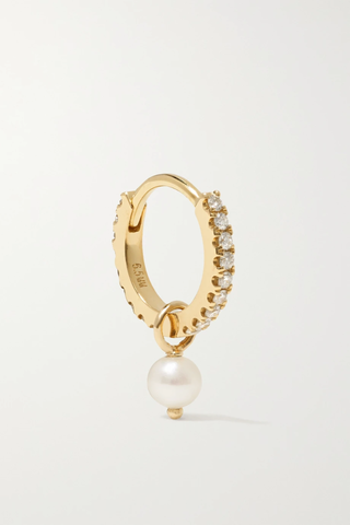 유럽직배송 마리아타쉬 싱글 귀걸이 MARIA TASH 6.5mm 18-karat gold, diamond and pearl single hoop earring 32027475399557697