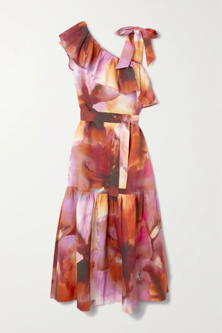 유럽직배송 ANNA MASON Cirque asymmetric ruffled printed linen midi dress 33258524072724939