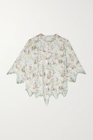 유럽직배송 로레타카포니 셔츠 LORETTA CAPONI Matilde scalloped floral-print satin shirt 33258524072785532