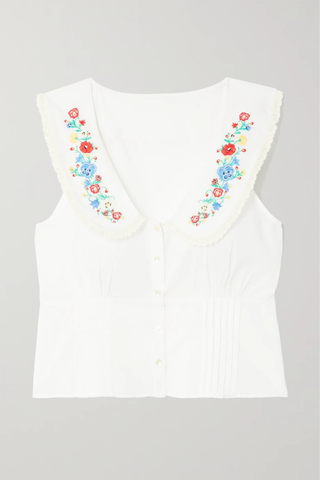 유럽직배송 릭소 블라우스 RIXO Soller lace-trimmed embroidered cotton blouse 38063312420391608