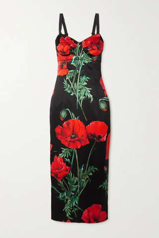 유럽직배송 돌체앤가바나 원피스 DOLCE &amp; GABBANA Floral-print silk-blend satin midi dress 34344356237022353